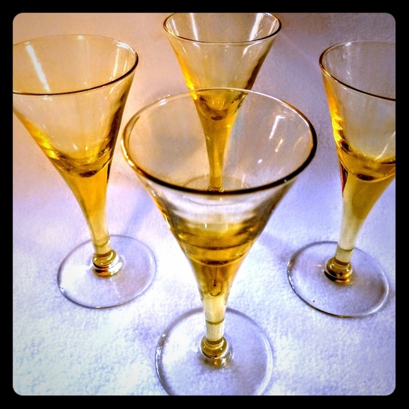 unmarked Other - Citrine and Clear Cordials Set of 4